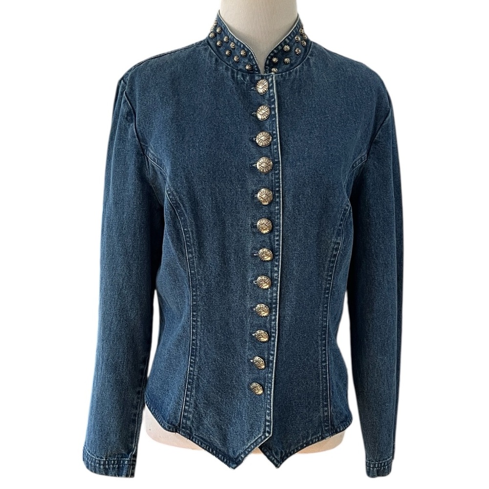 VINTAGE STONEBRIDGE WESTERN DENIM BUTTON DOWN SHIRT JACKET BLUE SIZE 10P
